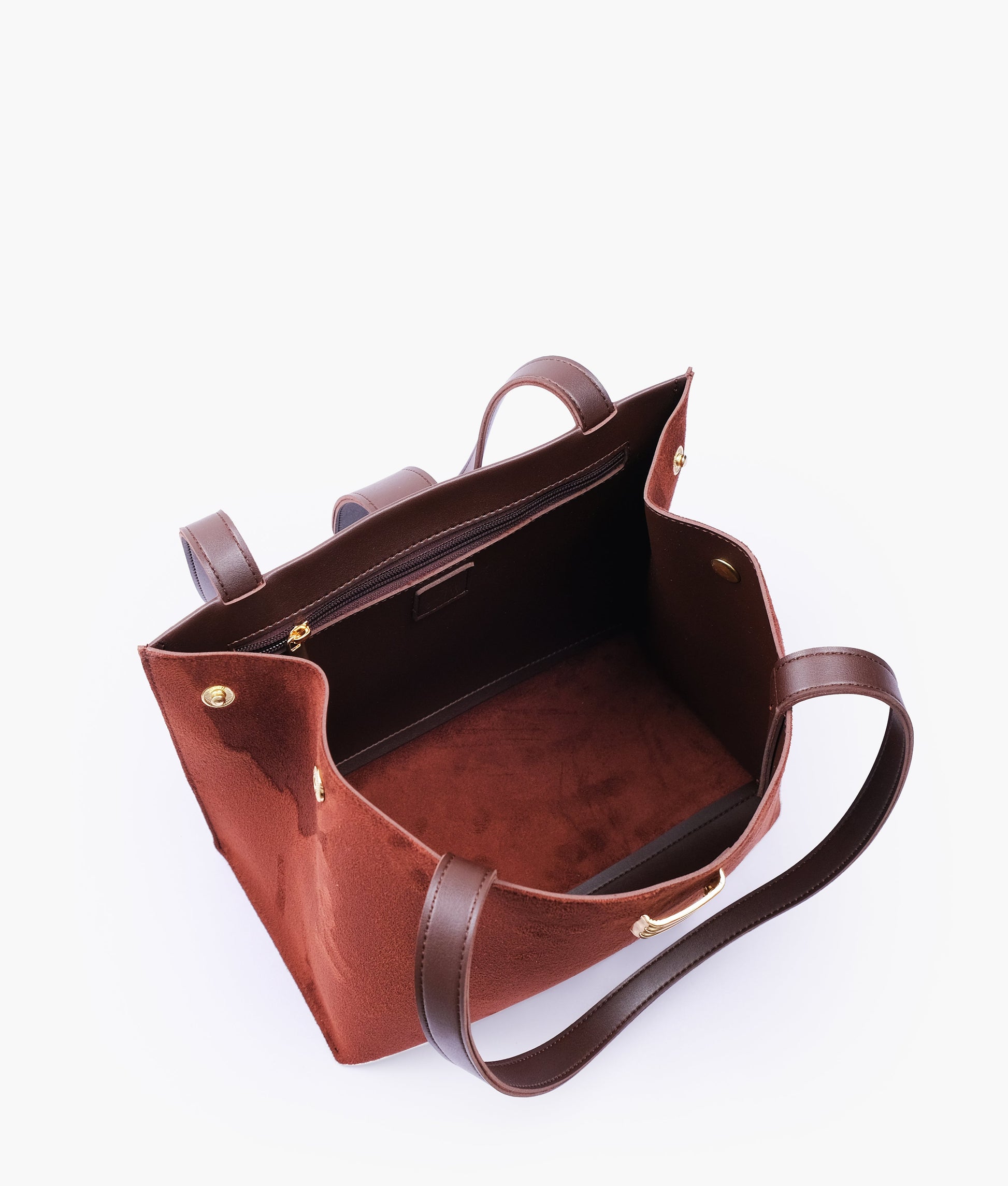 Buy Dark brown suede mini tote bag in Pakistan