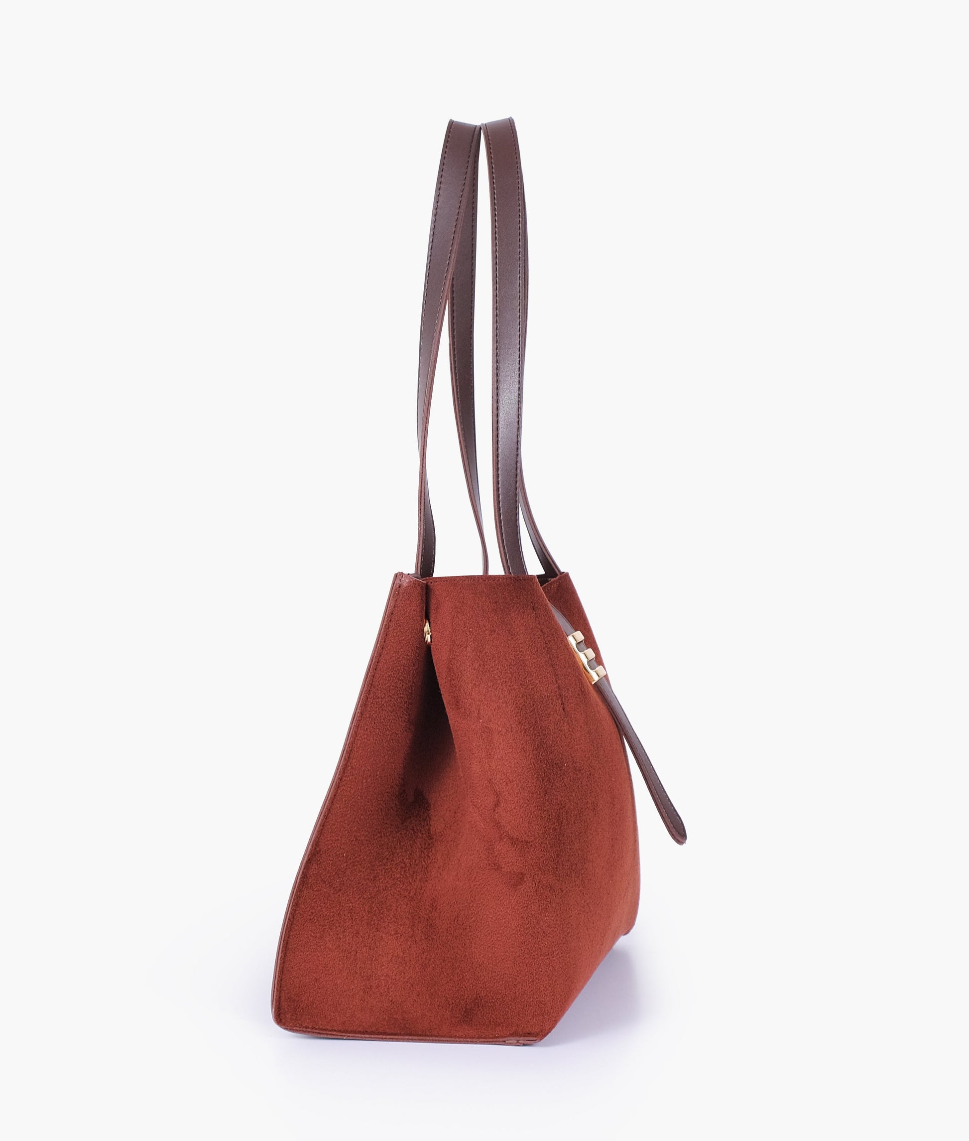 Buy Dark brown suede mini tote bag in Pakistan