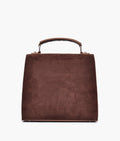 Buy Dark brown suede push-lock messenger bag in Pakistan