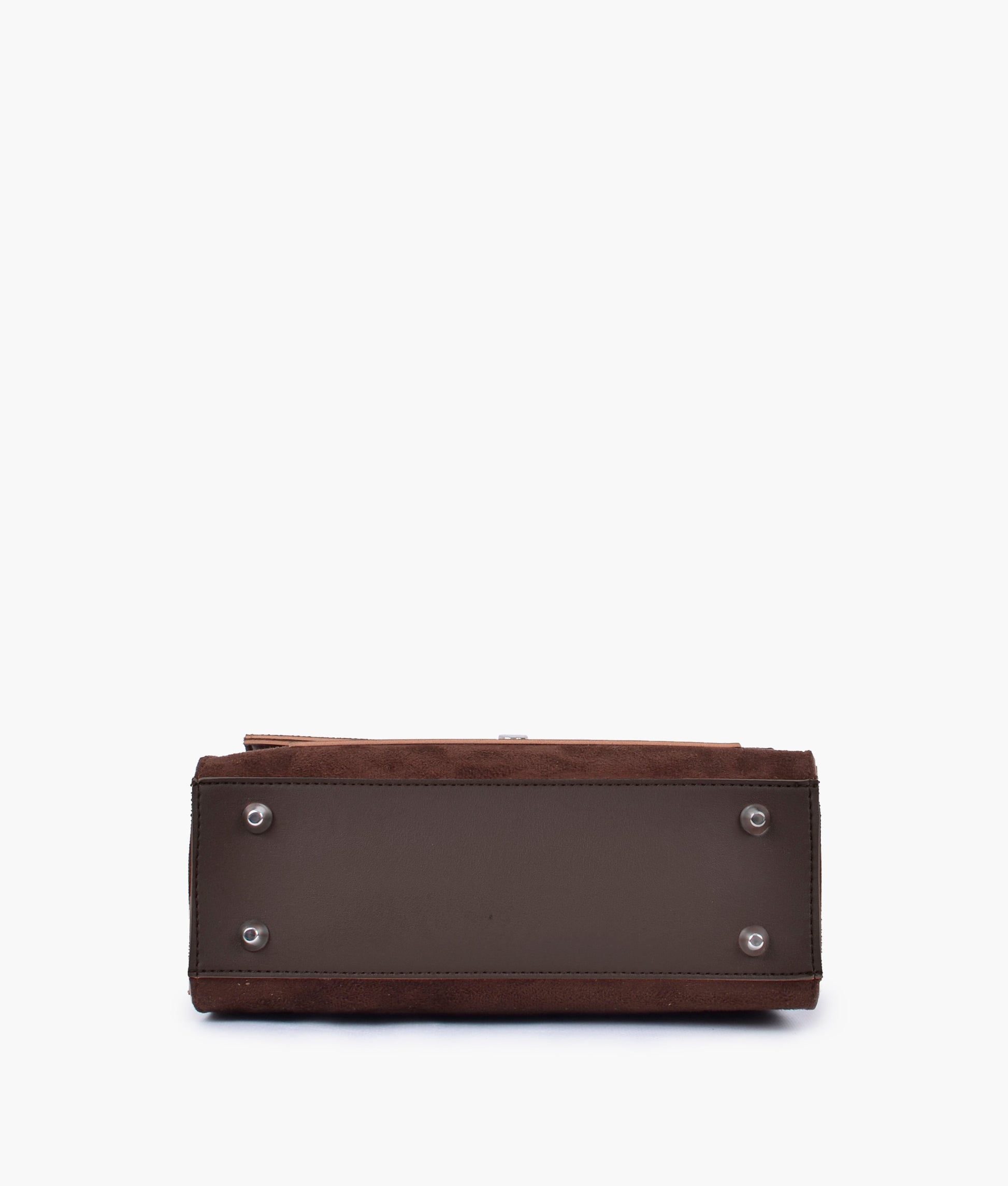 Buy Dark brown suede push-lock messenger bag in Pakistan