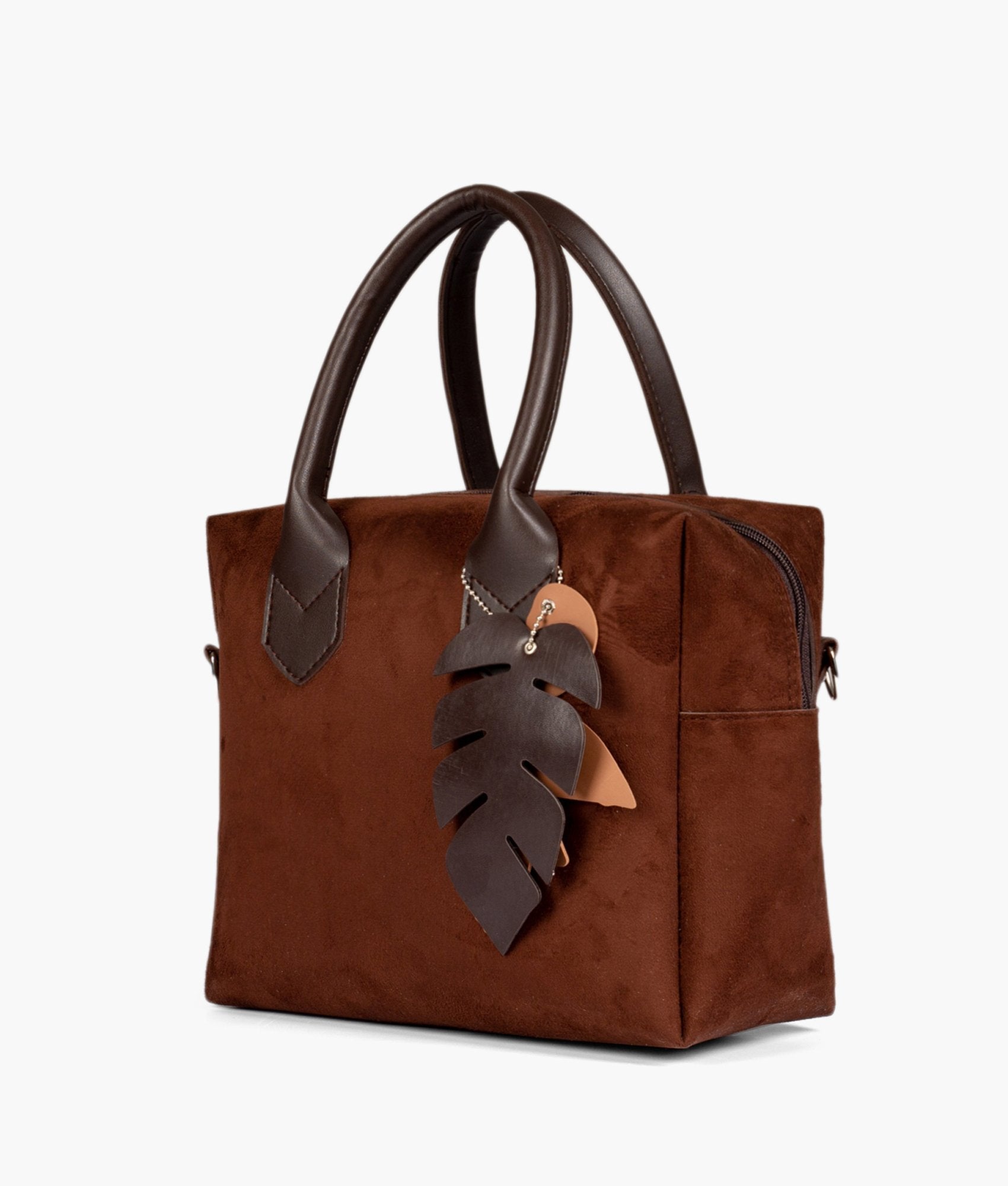 Buy Dark brown suede mini bowling bag in Pakistan