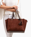 Buy Dark brown suede over the shoulder tote bag in Pakistan