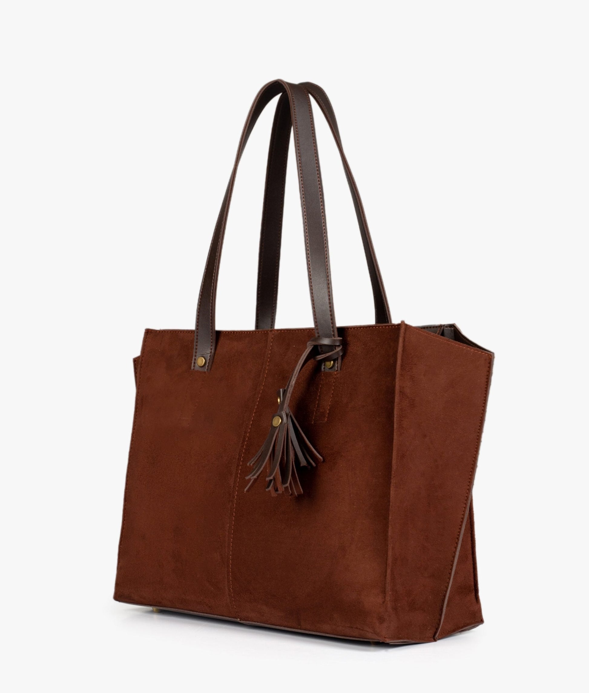 Buy Dark brown suede over the shoulder tote bag in Pakistan