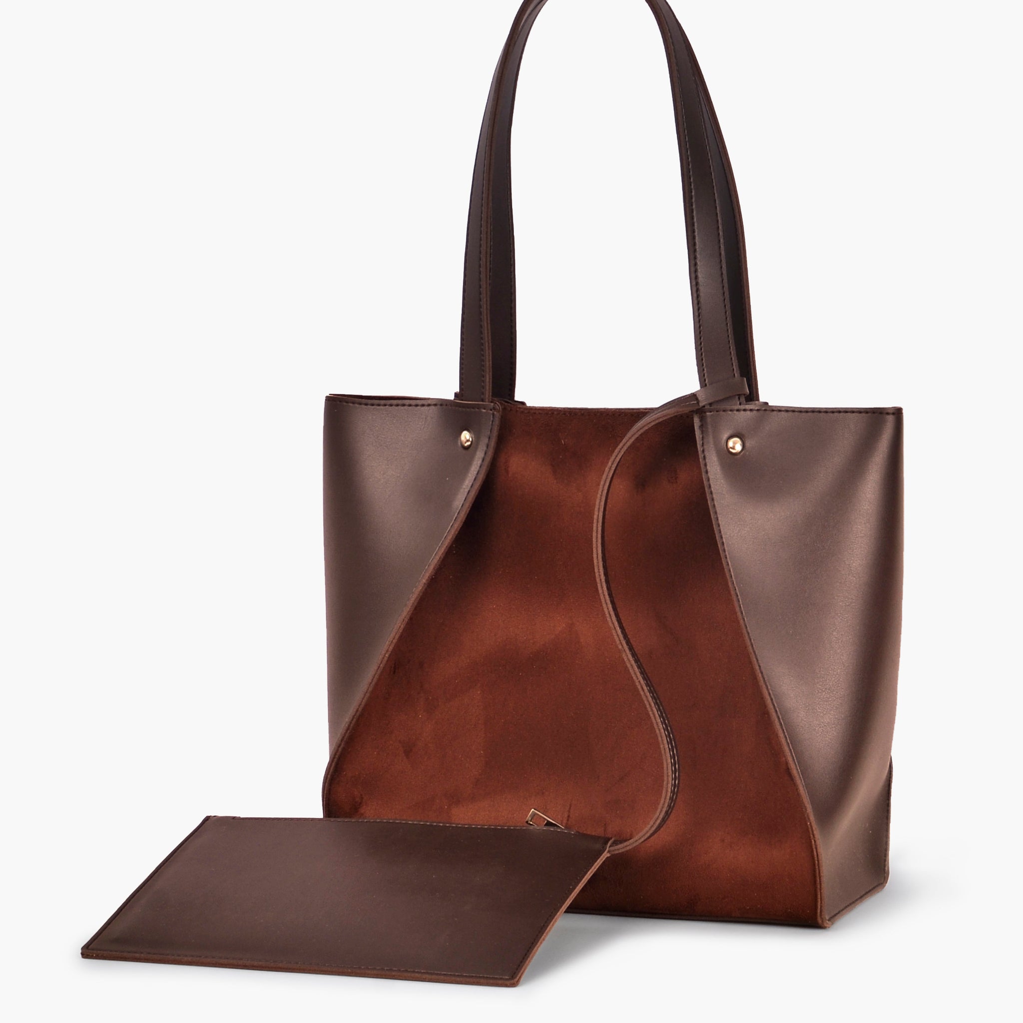 Buy Dark brown suede shopping tote bag in Pakistan