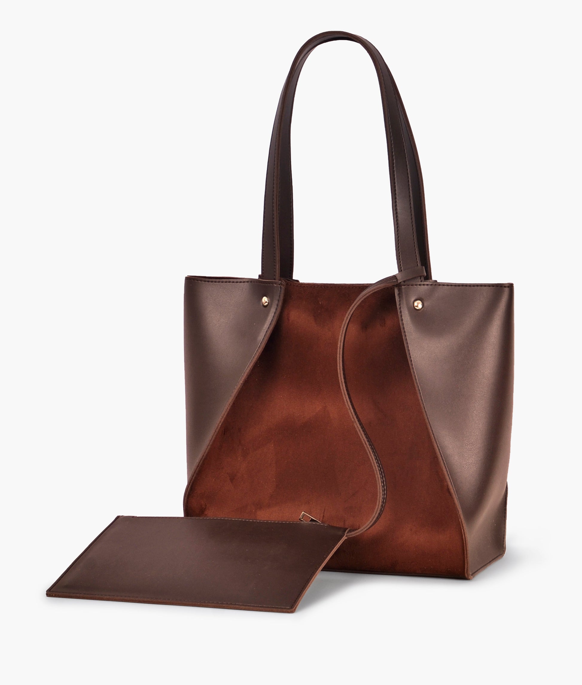 Buy Dark brown suede shopping tote bag in Pakistan