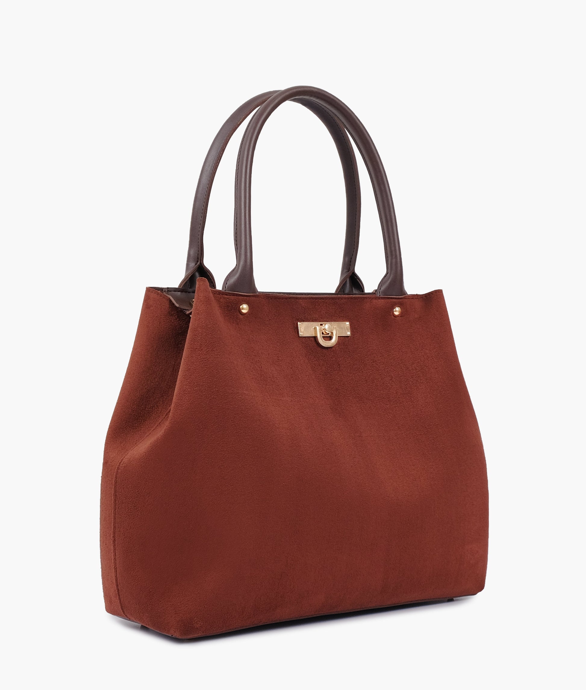 Buy Dark brown suede zipper tote bag in Pakistan