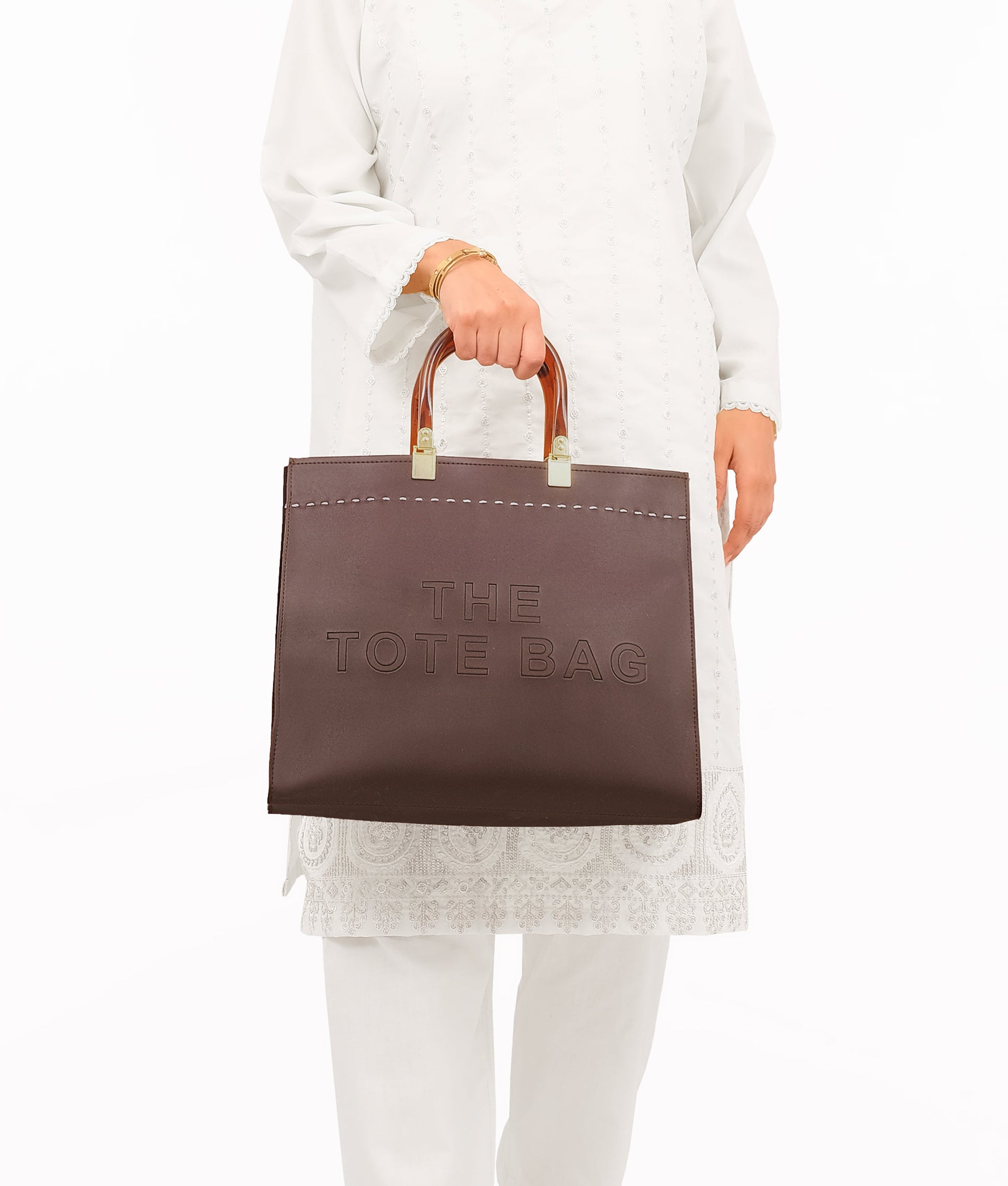 Buy Dark brown signature tote bag in Pakistan