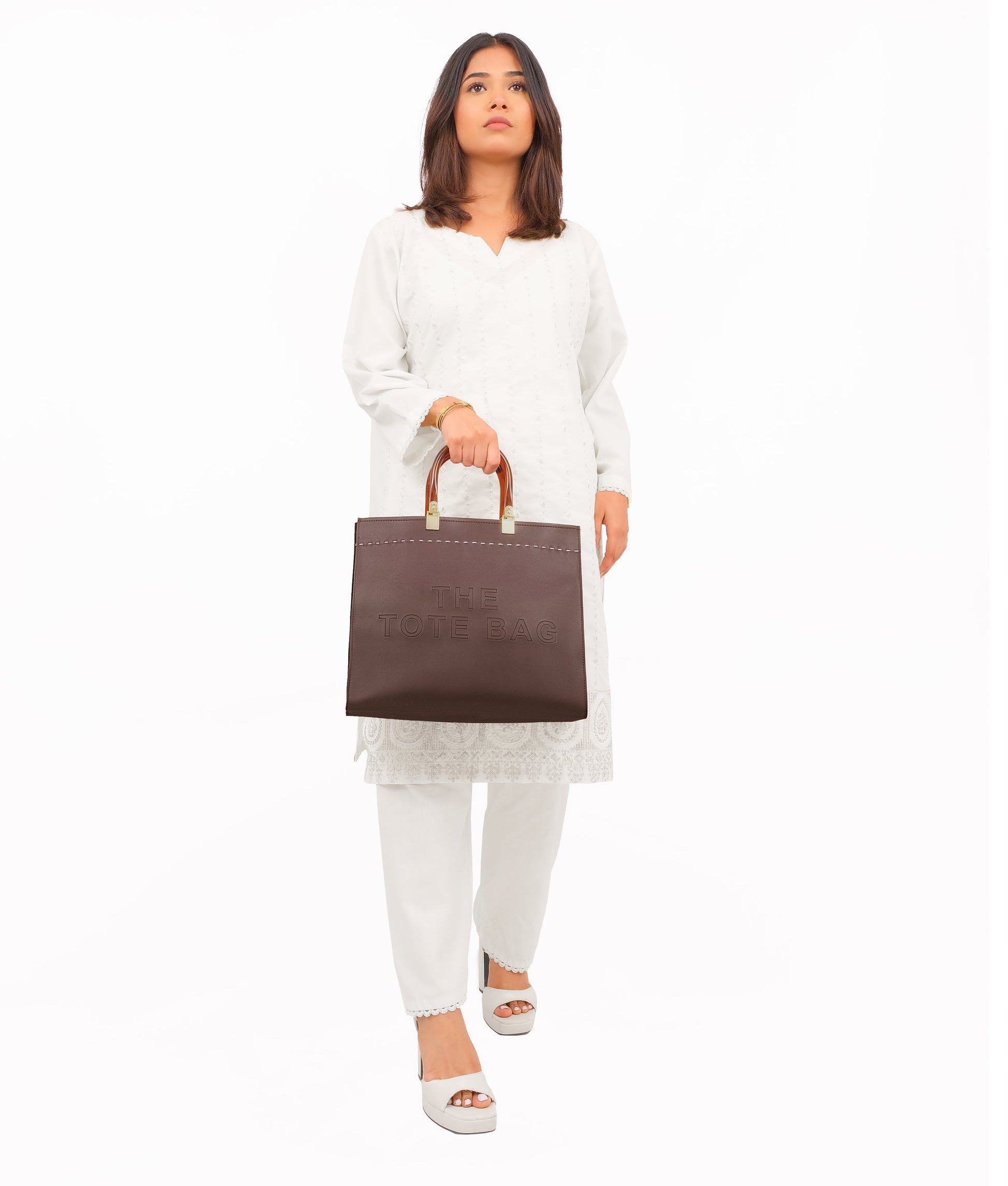 Buy Dark brown signature tote bag in Pakistan