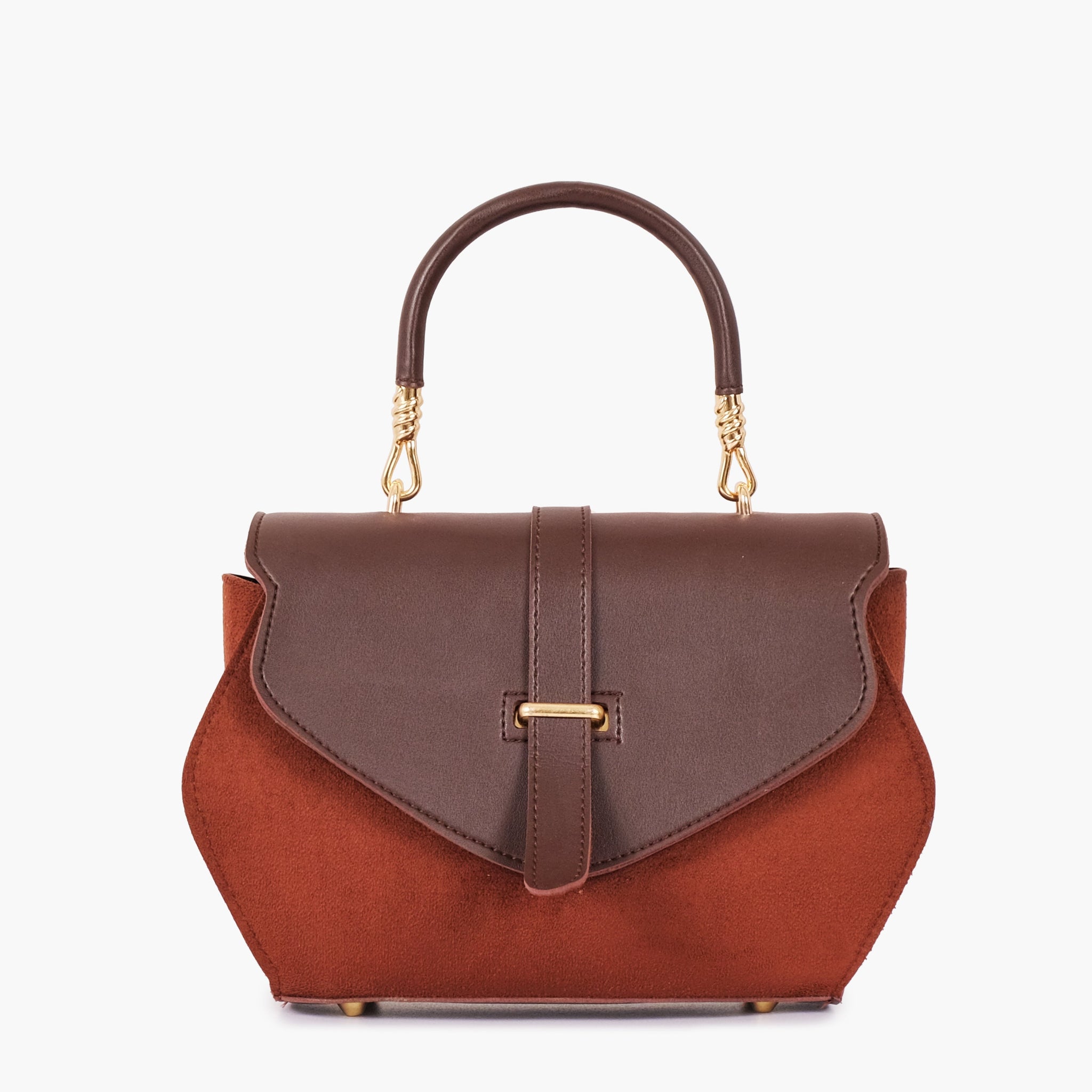 Buy Dark brown top-handle hexagon bag in Pakistan