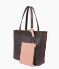 Buy Dark brown tote bag with detachable pouch in Pakistan