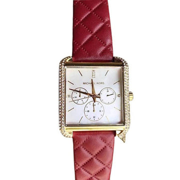 Buy Michael Kors White Rectangle Dial Maroon Leather Strap Watch for Women - MK2770 in Pakistan