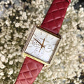 Buy Michael Kors White Rectangle Dial Maroon Leather Strap Watch for Women - MK2770 in Pakistan