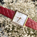 Buy Michael Kors White Rectangle Dial Maroon Leather Strap Watch for Women - MK2770 in Pakistan