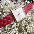 Buy Michael Kors White Rectangle Dial Maroon Leather Strap Watch for Women - MK2770 in Pakistan