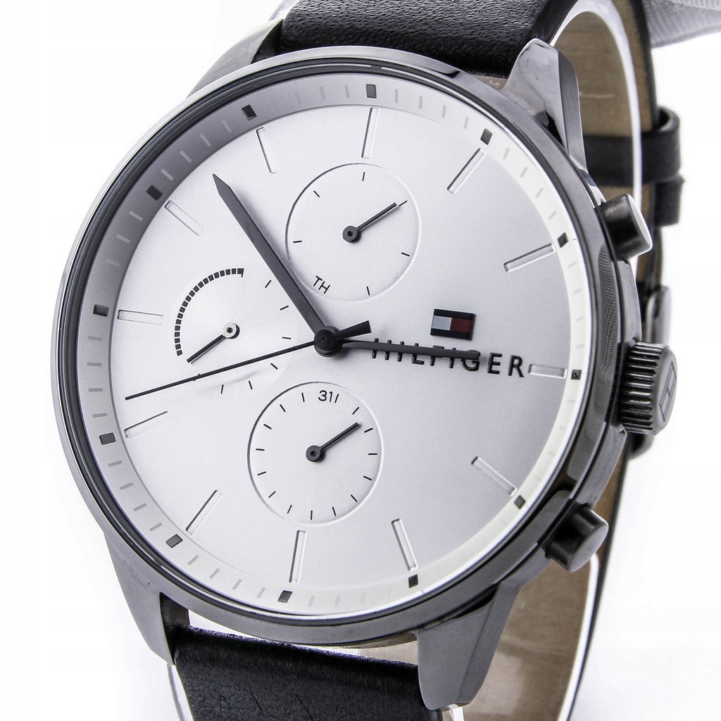 Buy Tommy Hilfiger Chase White Dial Black Leather Strap Watch for Men - 1791489 in Pakistan