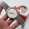 Buy Neutra Chronograph White Dial Silver Mesh Bracelet Watch For Men in Pakistan