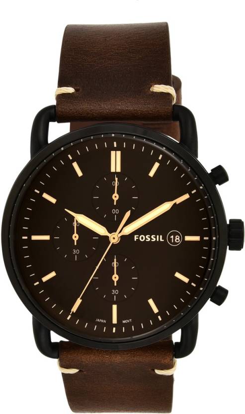 Buy Fossil Commuter Black Dial Brown Leather Strap Watch for Men - FS5403 in Pakistan