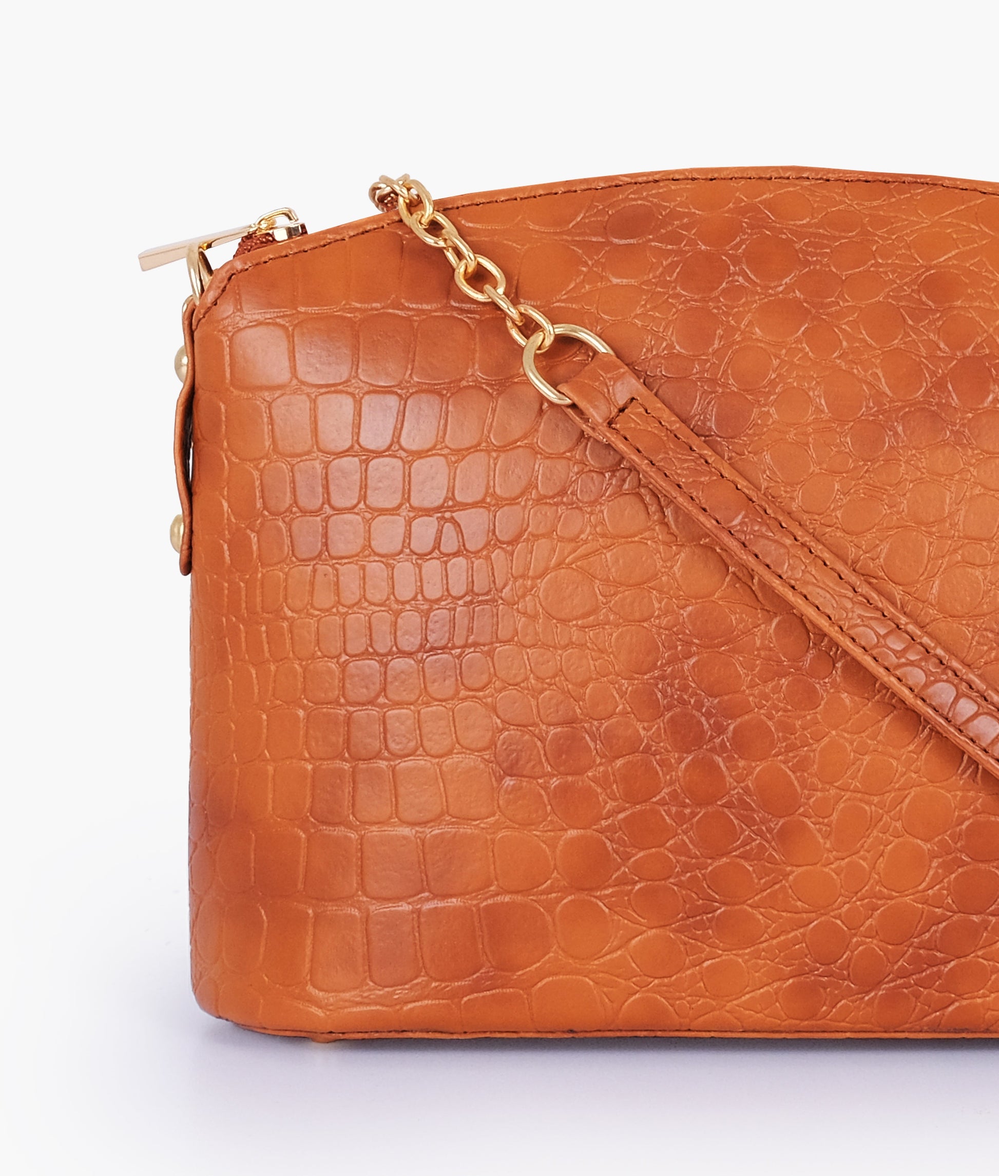 Buy Brown crocodile with chain strap cross-body bag in Pakistan