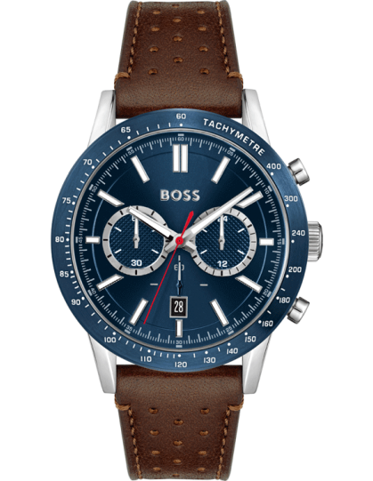 Buy Hugo Boss Allure Quartz Blue Dial Brown Strap Men's Watch - 1513921 in Pakistan