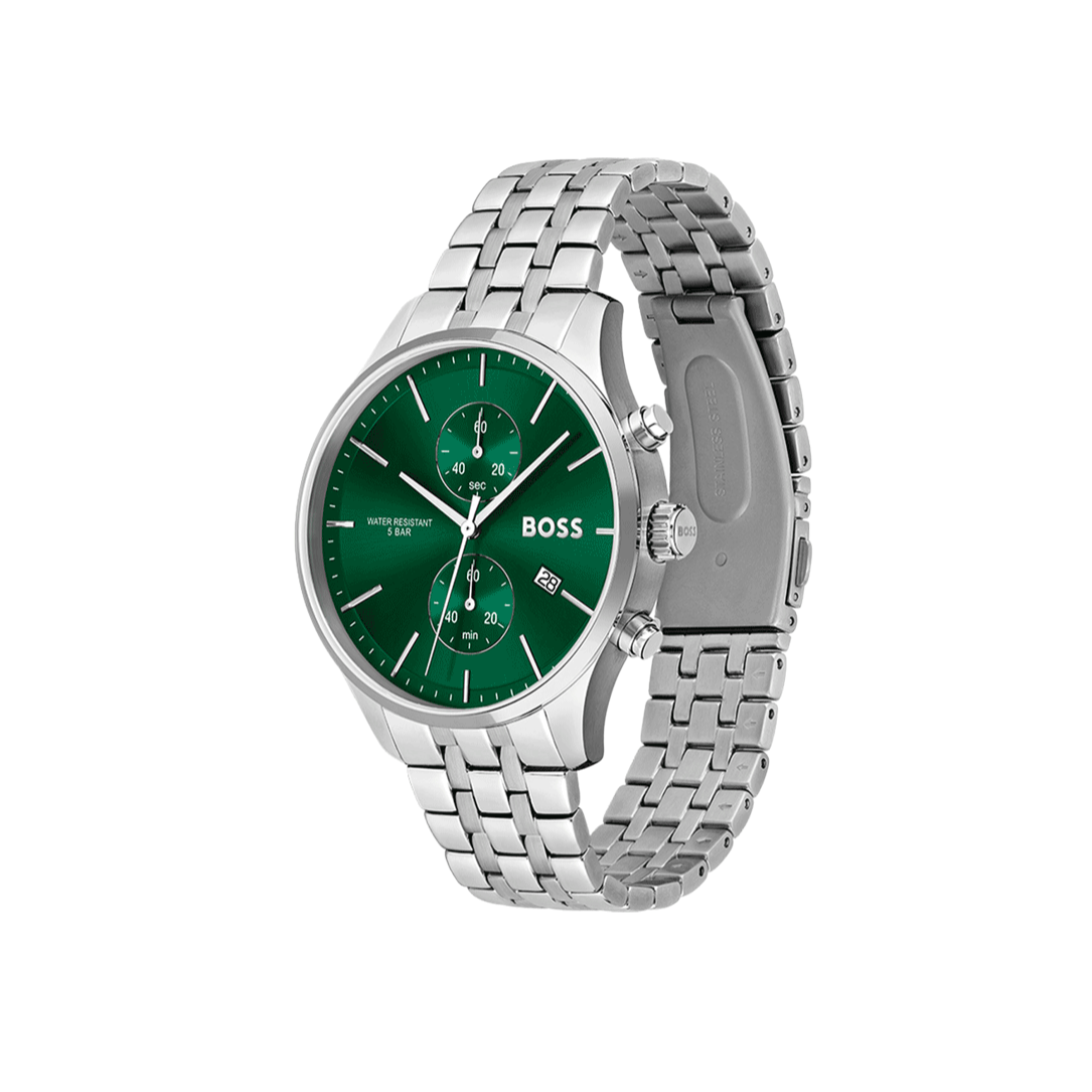 Buy Hugo Boss Mens Quartz Silver Stainless Steel Green Dial 42mm Watch - 1513975 in Pakistan