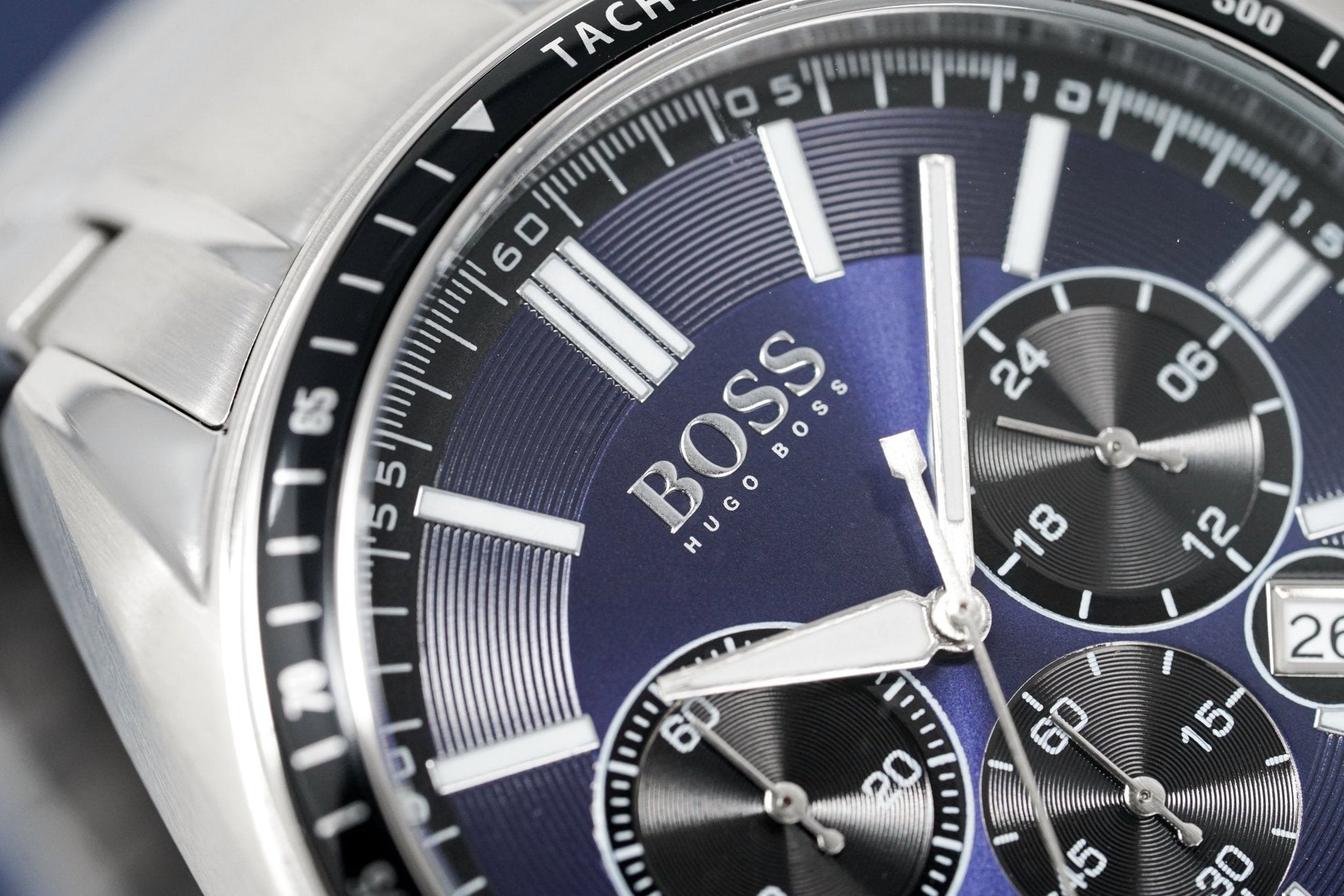 Buy Hugo Boss Mens Chronograph Quartz Stainless Steel Blue Dial 45mm Watch - 1513081 in Pakistan