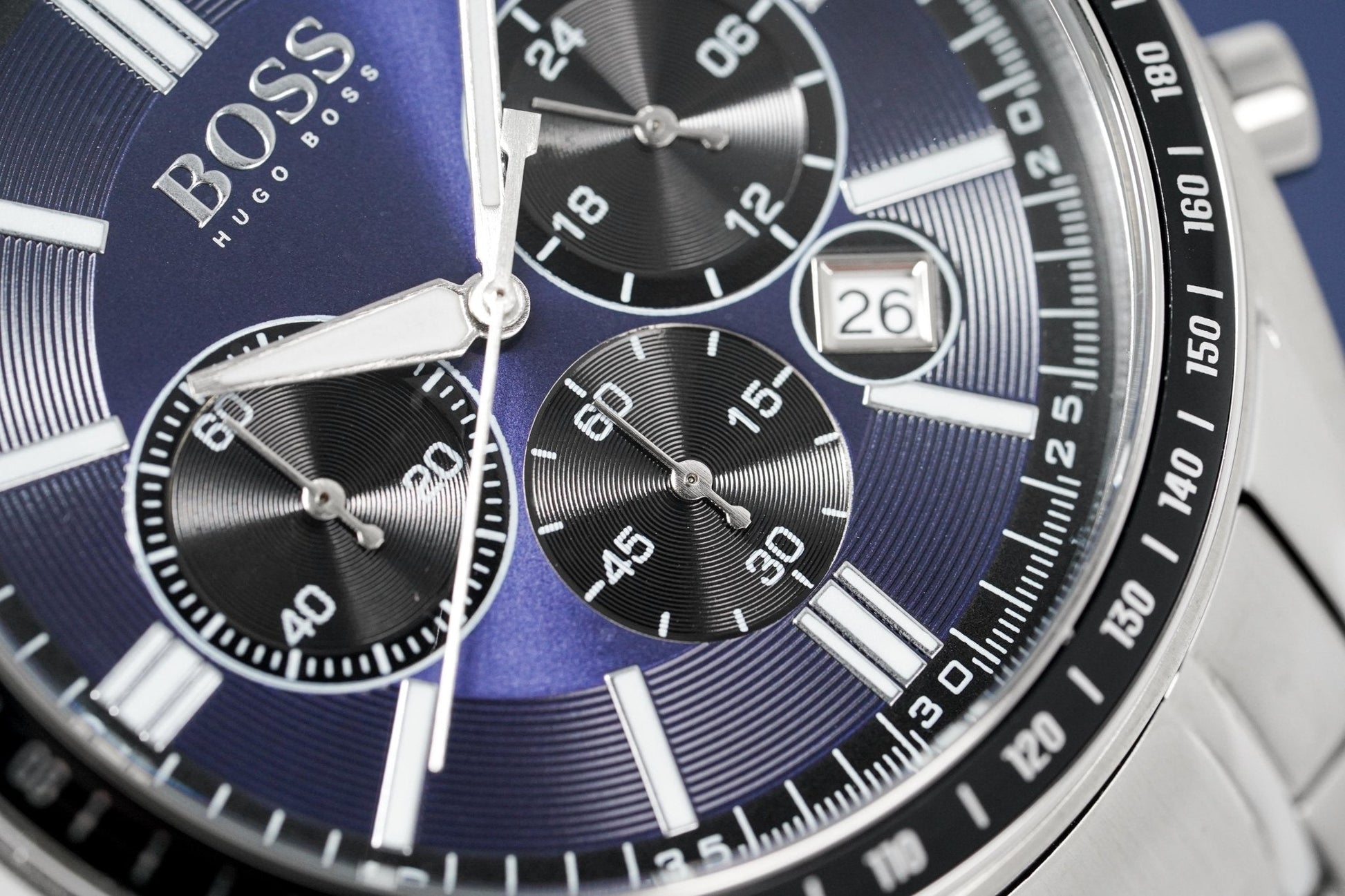 Buy Hugo Boss Mens Chronograph Quartz Stainless Steel Blue Dial 45mm Watch - 1513081 in Pakistan