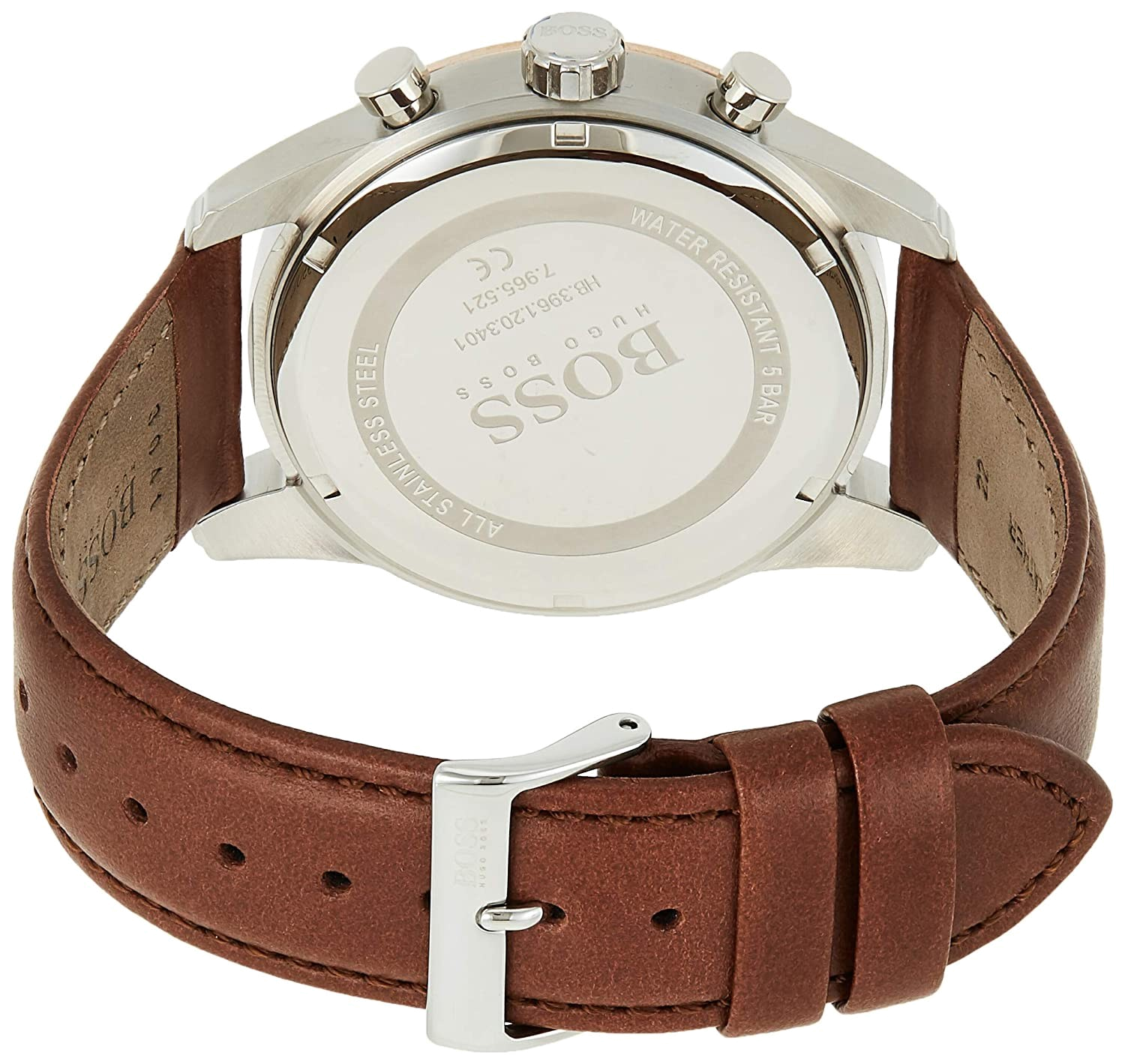 Buy Hugo Boss Mens Quartz Brown Leather Strap Silver Dial 44mm Watch - 1513786 in Pakistan