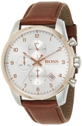 Buy Hugo Boss Mens Quartz Brown Leather Strap Silver Dial 44mm Watch - 1513786 in Pakistan