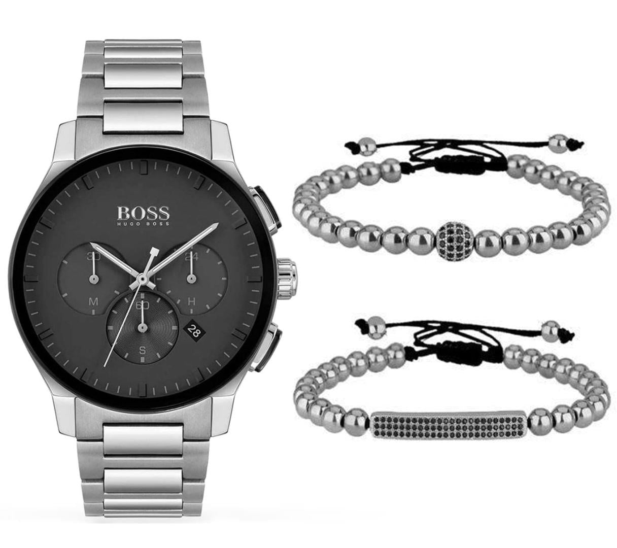 Buy Hugo Boss Mens Chronograph Quartz Stainless Steel Black Dial 44mm Watch - 1513762 in Pakistan