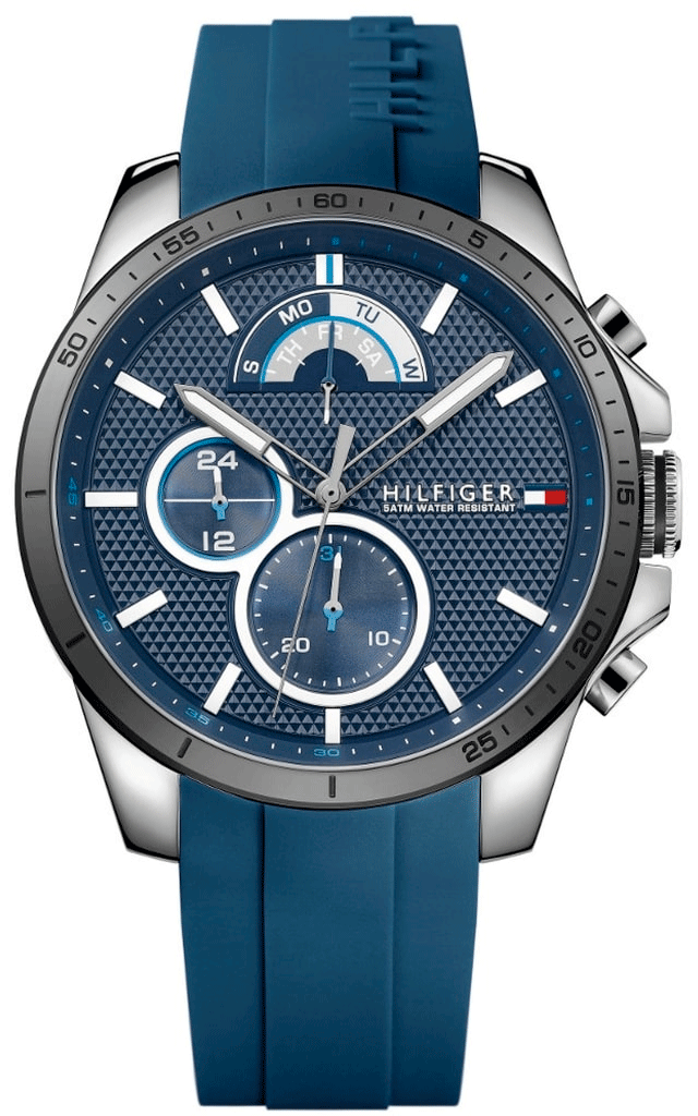 Buy Tommy Hilfiger Mens Quartz Silicone Strap Blue Dial 46mm Watch - 1791350 in Pakistan