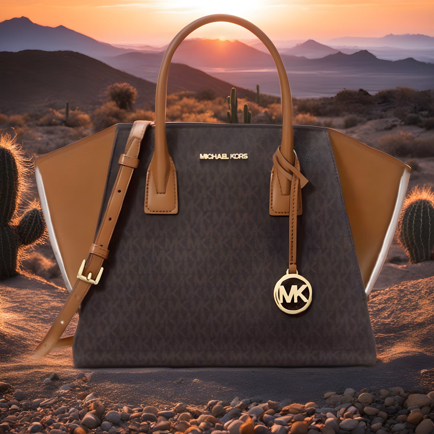 Buy Michael Kors Signature Coated Canvas and Leather Avril Satchel Bag Large in Pakistan
