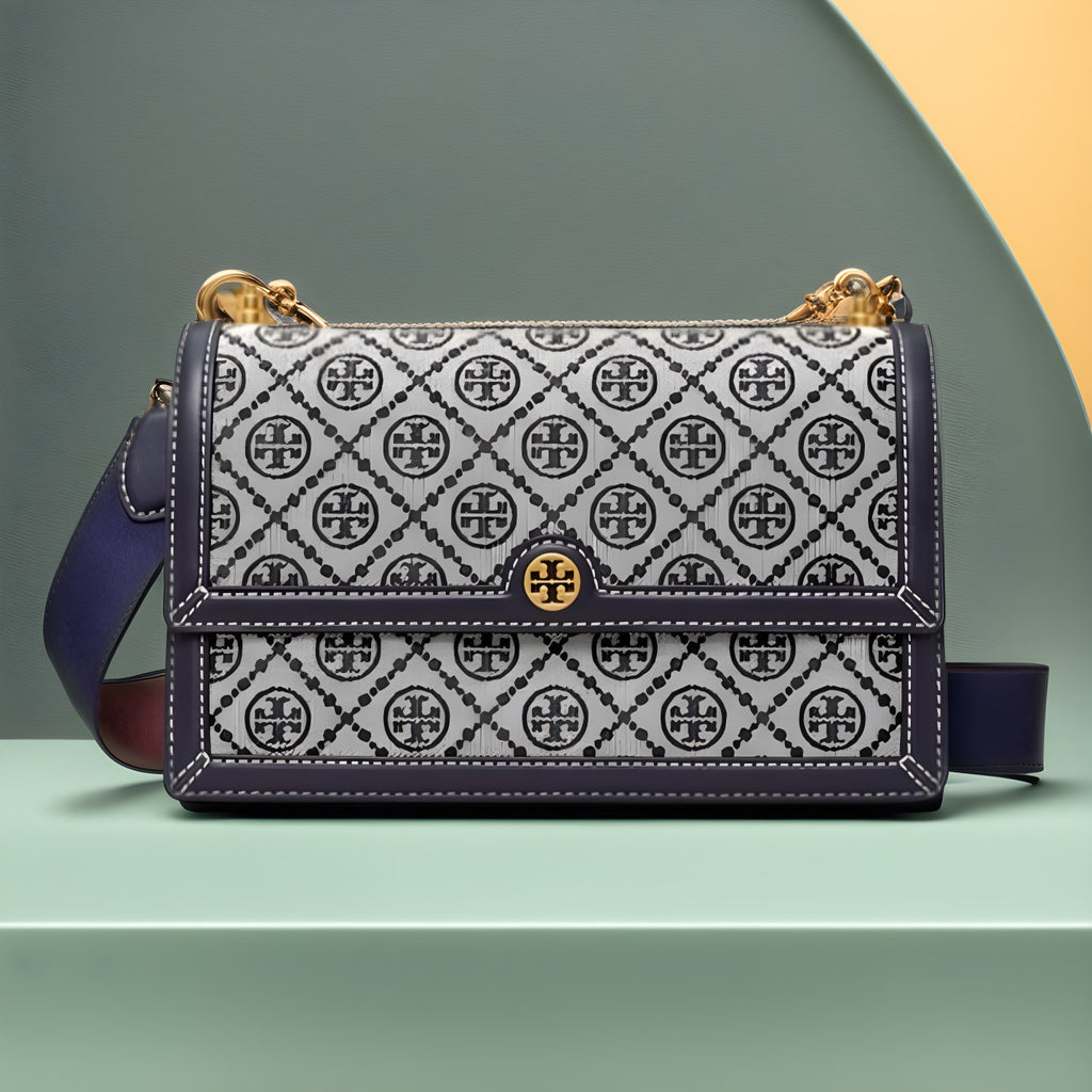 Tory Burch Navy T Monogram Jacquard Shoulder Bag, Best Price and Reviews