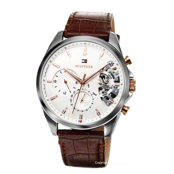 Buy Tommy Hilfiger Mens Quartz Leather Strap Silver Dial 44mm Watch - 1710450 in Pakistan