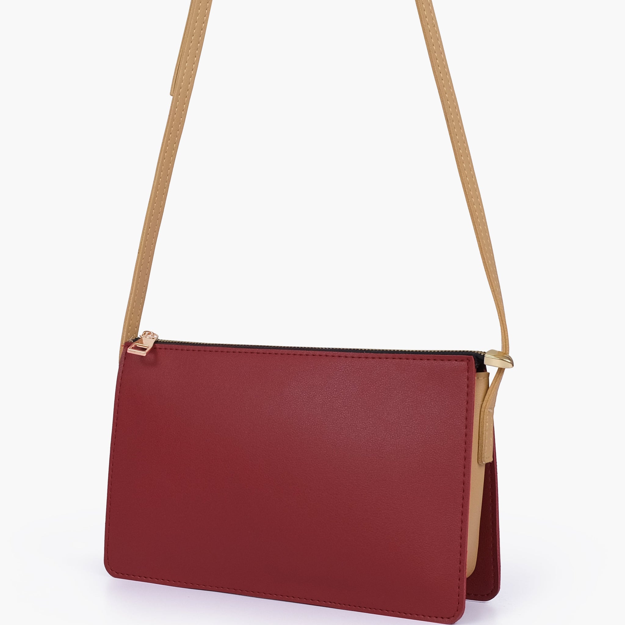 Buy Maroon and coffee flat purse in Pakistan