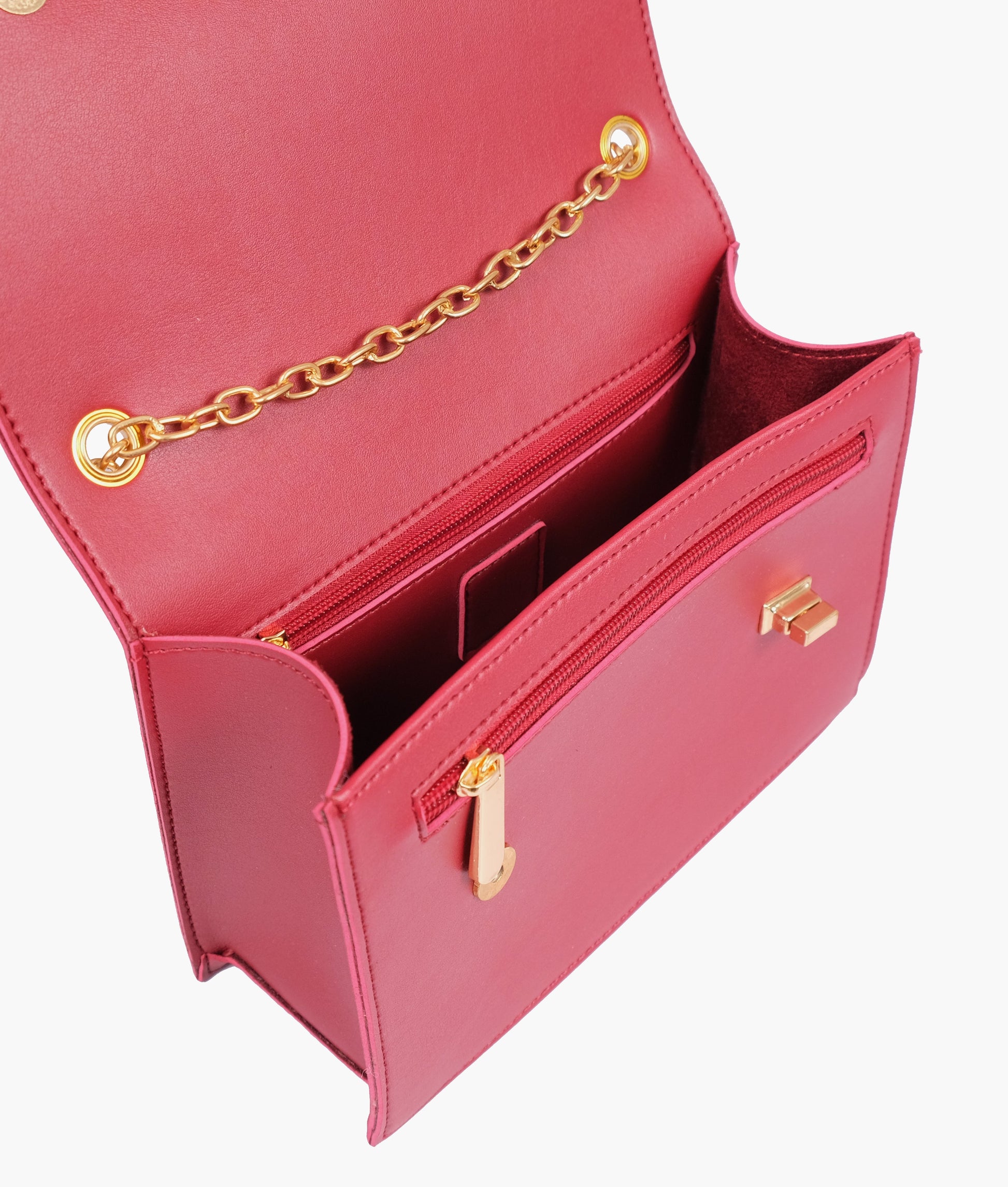 Buy Maroon chain shoulder bag with twist lock in Pakistan