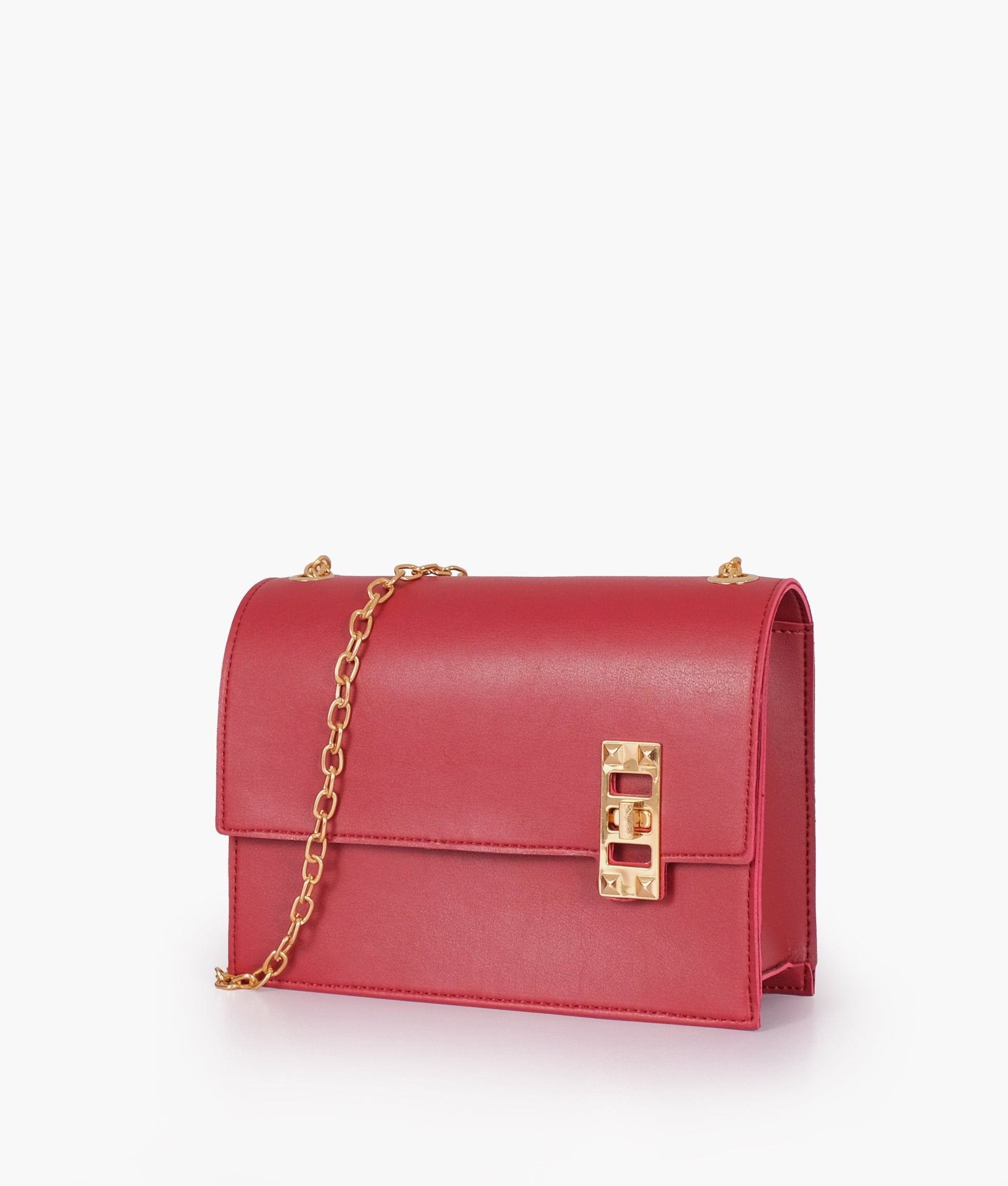 Buy Maroon chain shoulder bag with twist lock in Pakistan