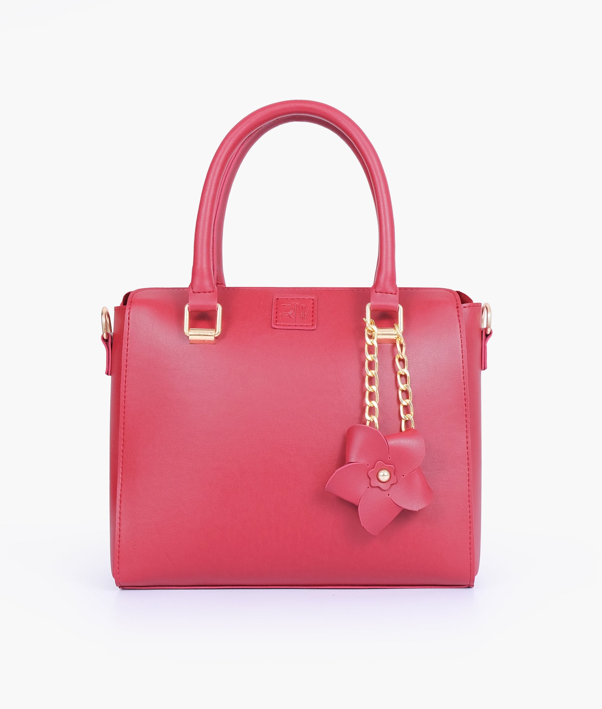 Buy Maroon handbag with flower charm in Pakistan