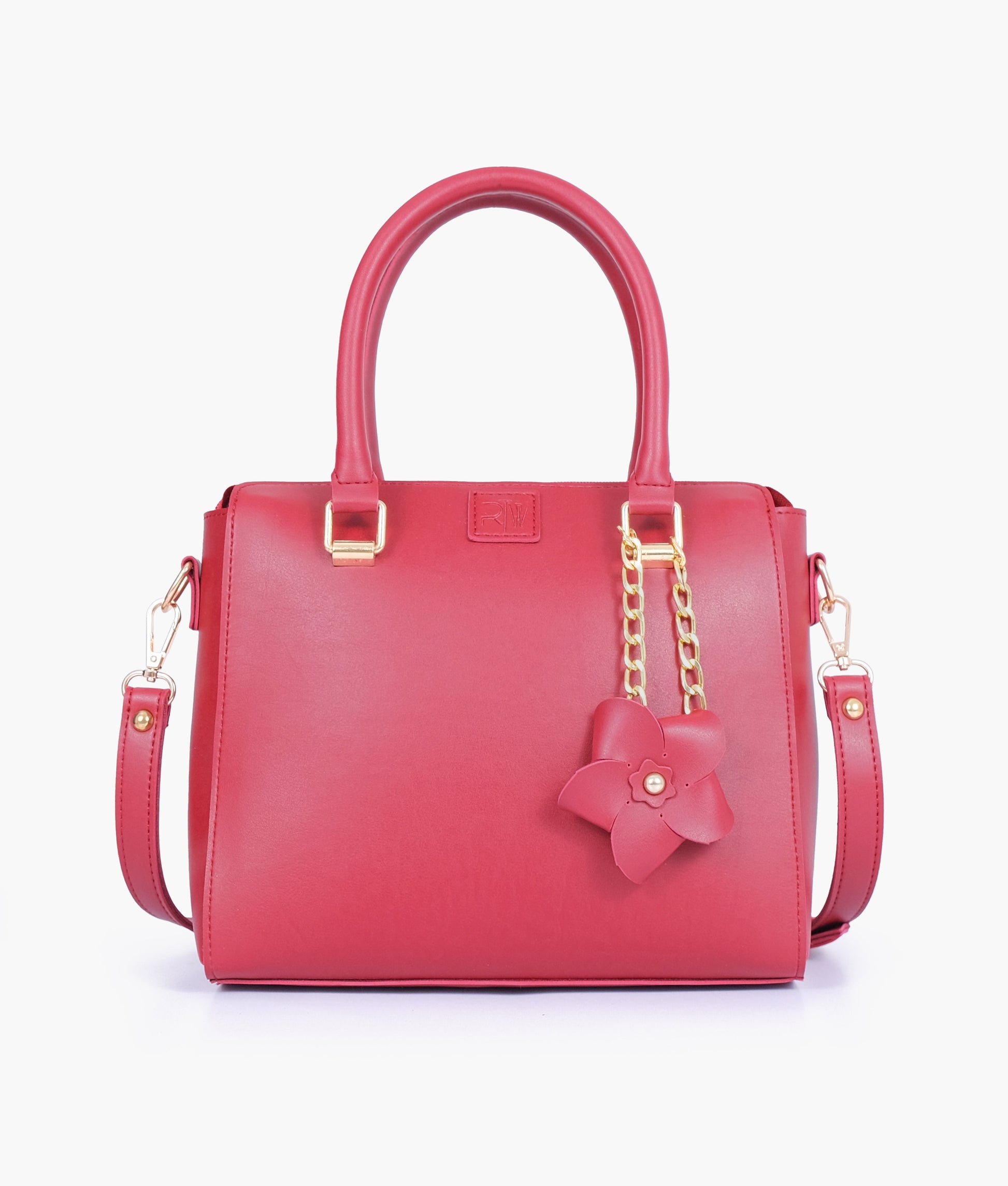 Buy Maroon handbag with flower charm in Pakistan