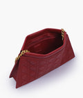 Buy Maroon quilted evening clutch with snap closure in Pakistan