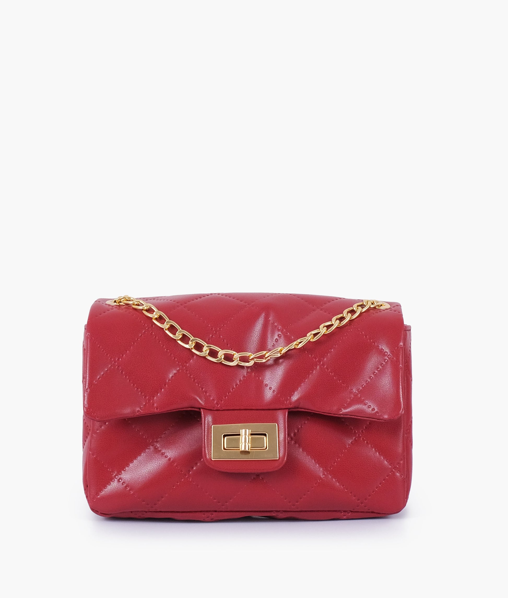 Buy Maroon quilted mini bag with chain in Pakistan