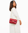 Buy Maroon quilted mini bag with chain in Pakistan