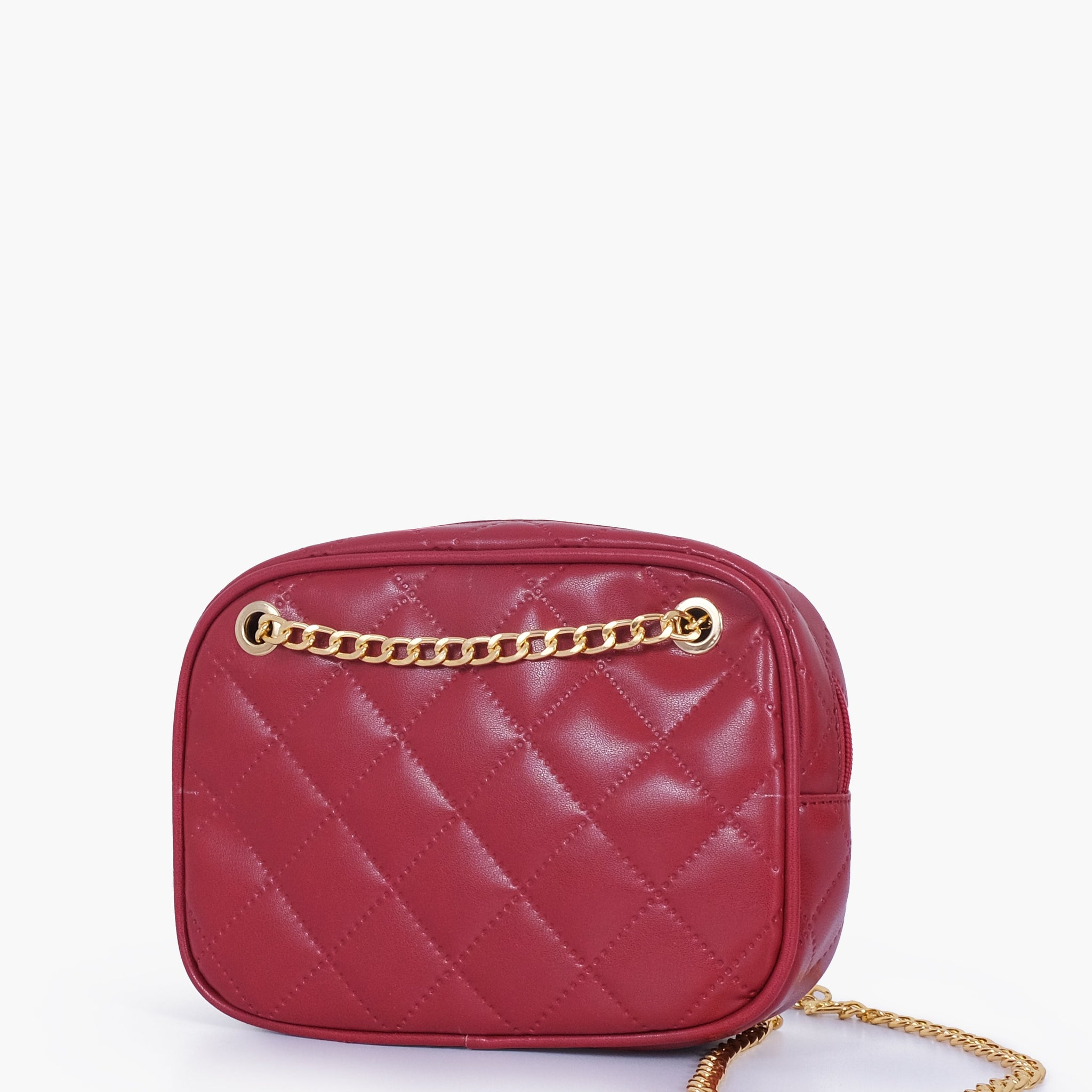 Buy Maroon quilted rectangle cross-body bag in Pakistan