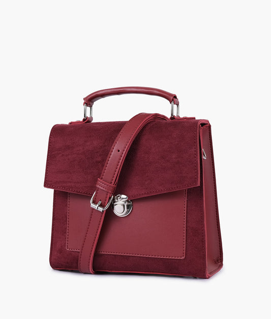 Buy Maroon suede push-lock messenger bag in Pakistan