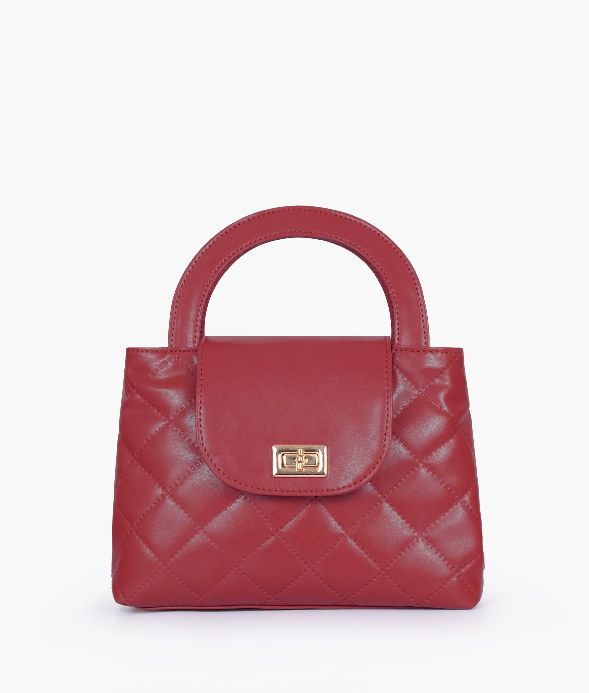 Buy Maroon flap quilted bag with top handle in Pakistan