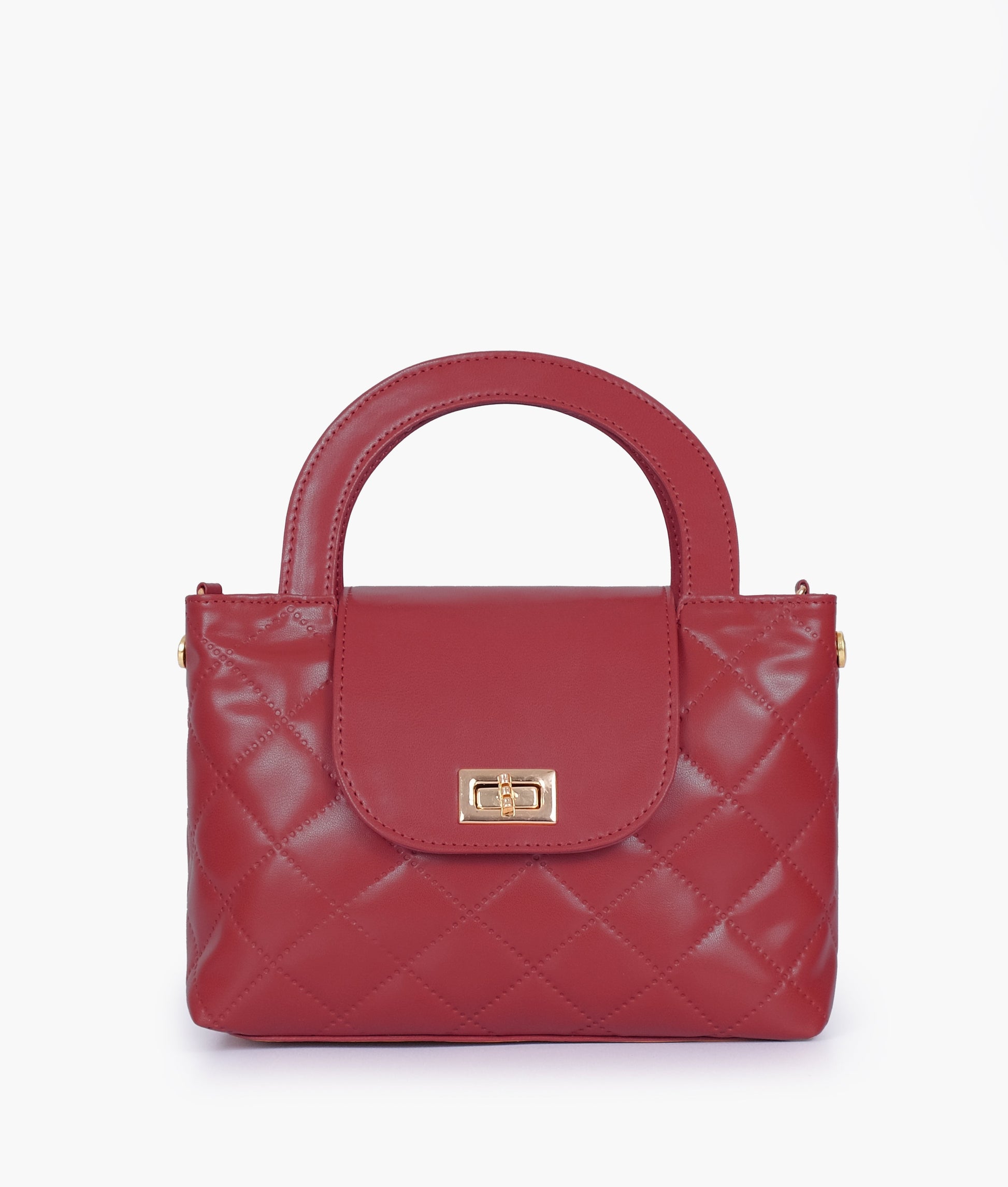 Buy Maroon flap quilted bag with top handle in Pakistan