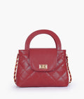 Buy Maroon flap quilted bag with top handle in Pakistan