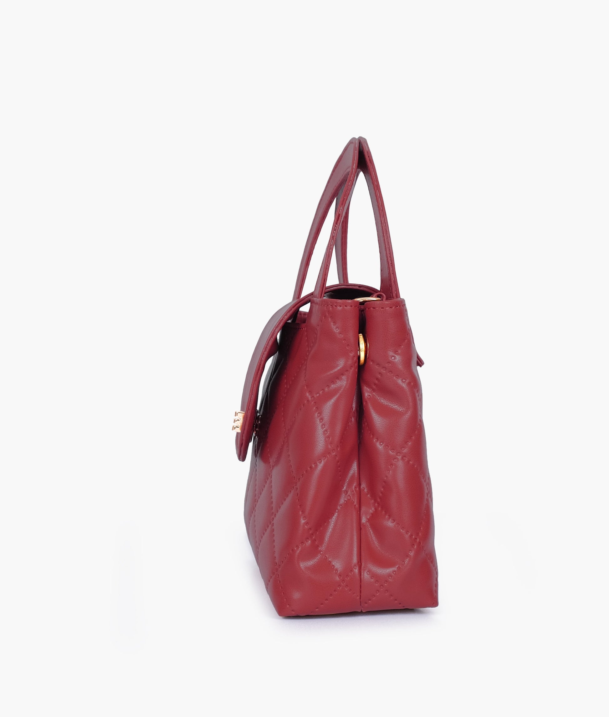 Buy Maroon flap quilted bag with top handle in Pakistan