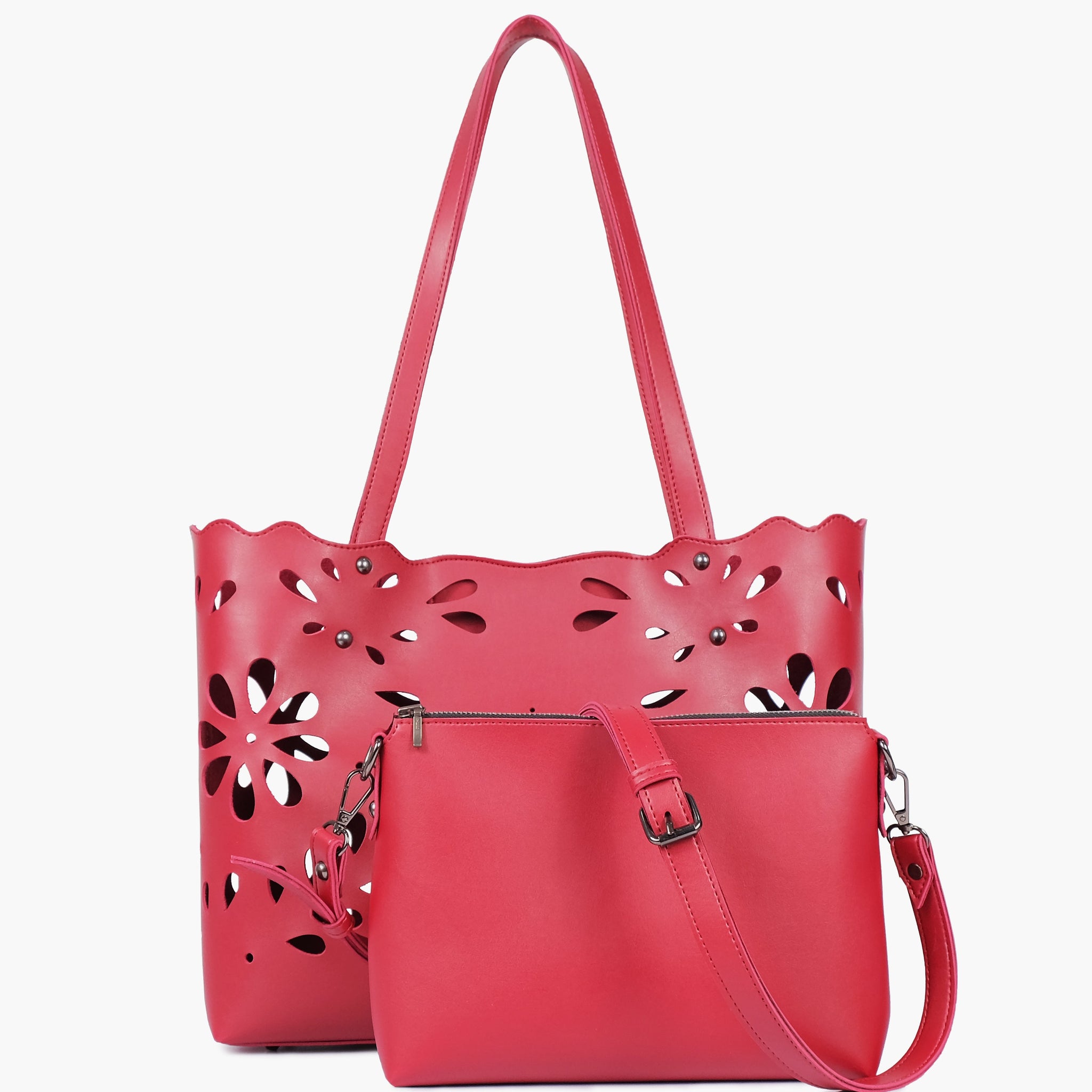 Buy Maroon two-piece floral tote in Pakistan