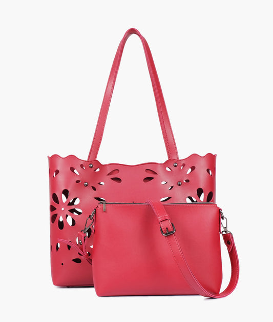 Buy Maroon two-piece floral tote in Pakistan