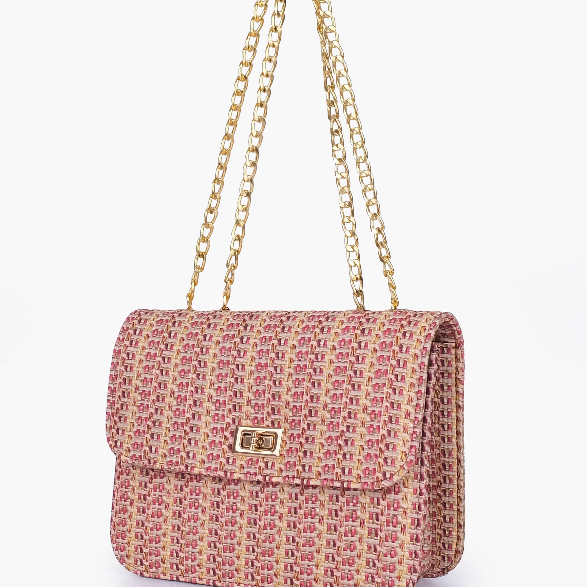 Buy Maroon woven chain cross-body bag in Pakistan